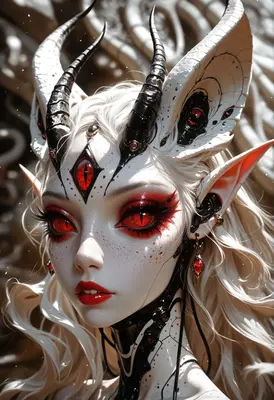 Ethereal Demon Queen with Red Eyes