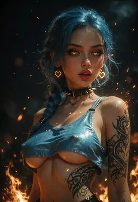 Fiery Blue Haired Rebel Girl