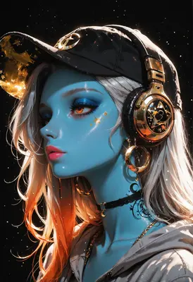 Celestial Blue Aesthetic Streetwear Girl