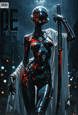 Cybernetic Ronin in the Rain