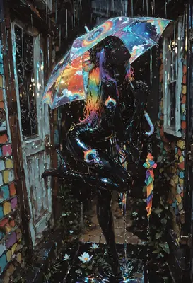 Rainbow Silhouette in the Rain
