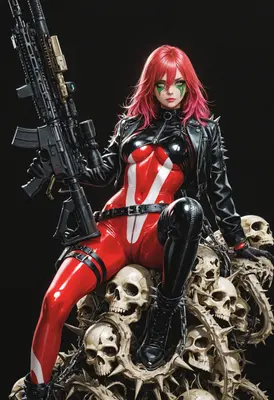 Red Haired Mercenary on Skull Throne
