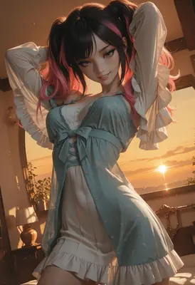 Sunset Glow with Twin Tails