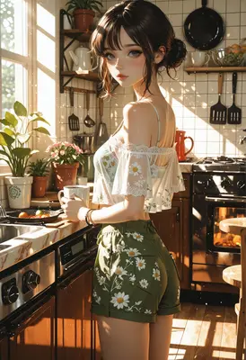 Morning Coffee in the Floral Kitchen