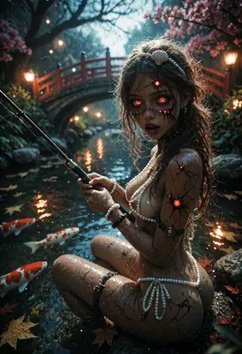 Cursed Pearl Maiden Fishing at Twilight