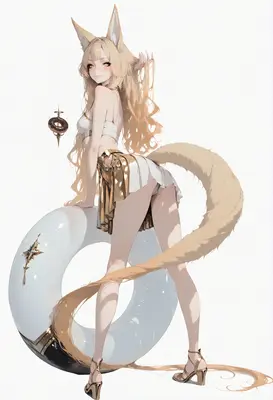 Fennec Fox Girl with Floating Ring