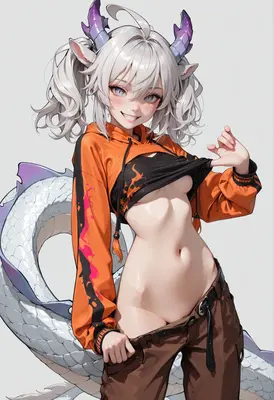 Playful Dragon Girl in Orange Hoodie