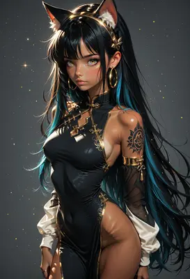 Elegant Cat Girl in Modern Qipao