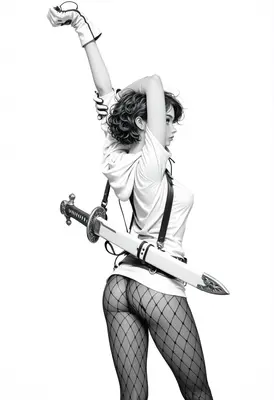 Stretching Warrior in Fishnet Tights