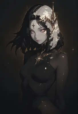 Ethereal Celestial Maiden in Dark Attire