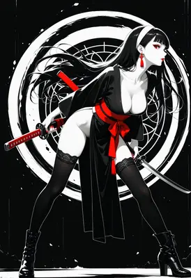 Dual Blade Samurai in Monochrome