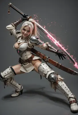 Blonde Warrior with Glowing Katana