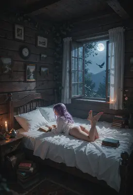 Midnight Reading in a Cozy Cabin