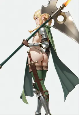 Armored Elf Warrior with Poleaxe