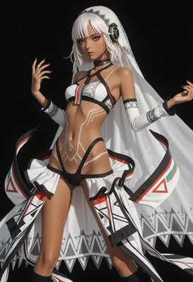 Futuristic White Haired Cybernetic Priestess