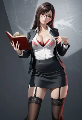 Elegant Librarian in Professional Attire