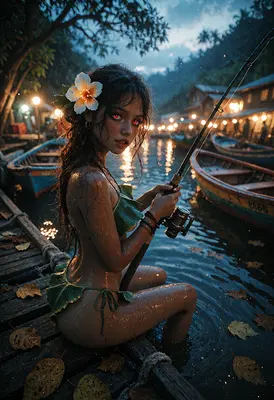 Evening Fishing by the Tropical Pier