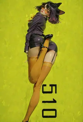 Stylish Cat Girl in Latex Attire