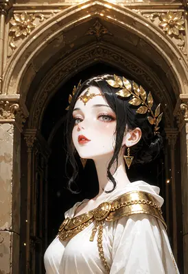 Elegant Princess in Golden Archway