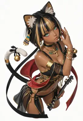Egyptian Cat Girl Musician
