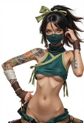 Tattooed Kunoichi with Amber Eyes