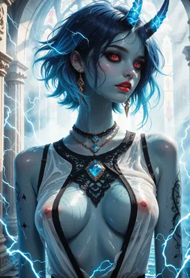 Electric Blue Demon Maiden