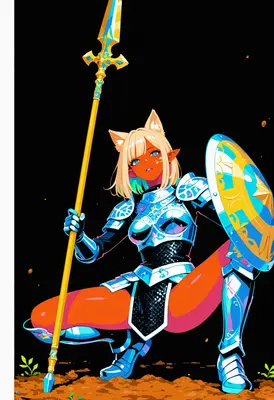 Golden Spear Warrior Cat Elf