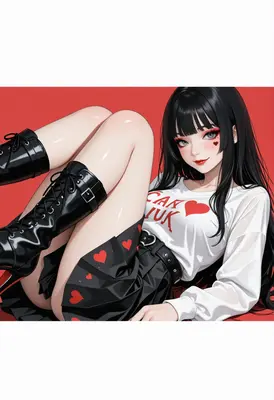 Stylish Girl With Heart Pattern Skirt
