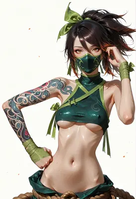 Tattooed Green Ninja Warrior