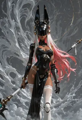 Cybernetic Guardian with Pink Hair