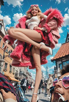 Stylish Blonde in Vibrant Pink Fur