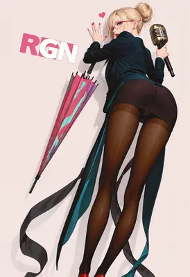 Professional Singer With Umbrella and Microphone