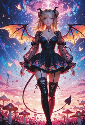Ethereal Succubus in Neon Wonderland