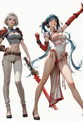 Dual Warriors in Traditional Attire