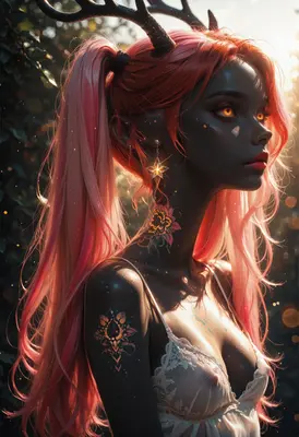 Ethereal Forest Spirit with Pink Hair