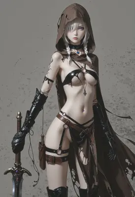 Hooded Warrior with Silver Hair