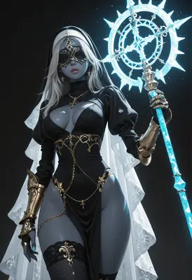Ethereal Nun with Arcane Staff
