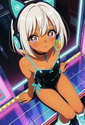 Gamer Girl in Neon Arcade