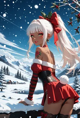Festive Holiday Bunny in Snowy Mountains
