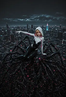 Spider Gwen Resting on Giant Arachnid