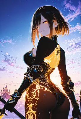 Gilded Warrior Under A Twilight Sky
