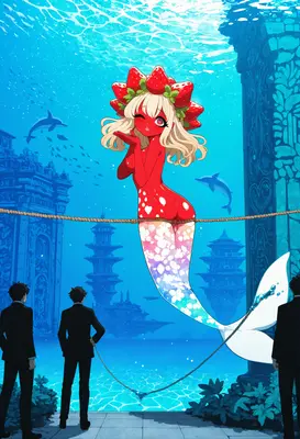 The Strawberry Mermaid Under the Sea