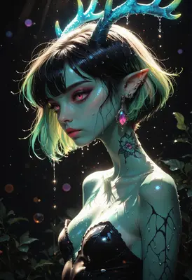 Ethereal Forest Spirit with Glowing Antlers