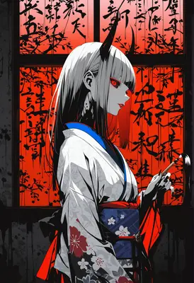 Oni Artist in Traditional Kimono