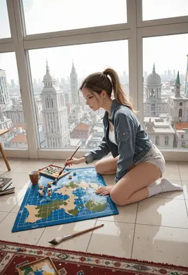 Artist Painting a World Map