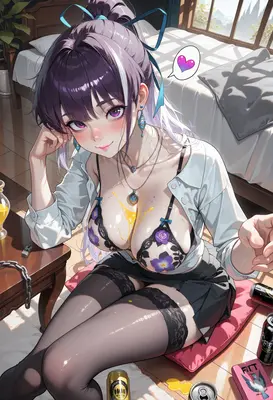 Relaxed Morning With Floral Lingerie Girl