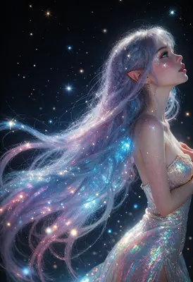 Celestial Elf Under Starlit Skies