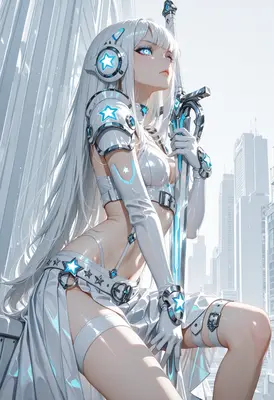 Cybernetic Guardian with Radiant Star Sword