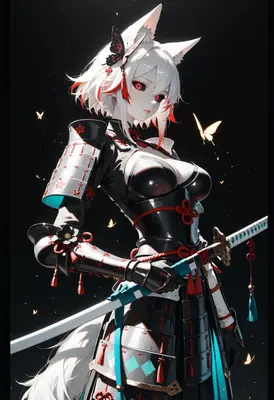 White Fox Samurai Warrior Maiden
