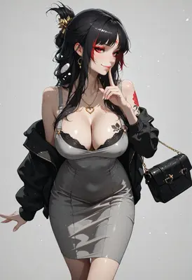 Elegant Urban Beauty in Grey Dress